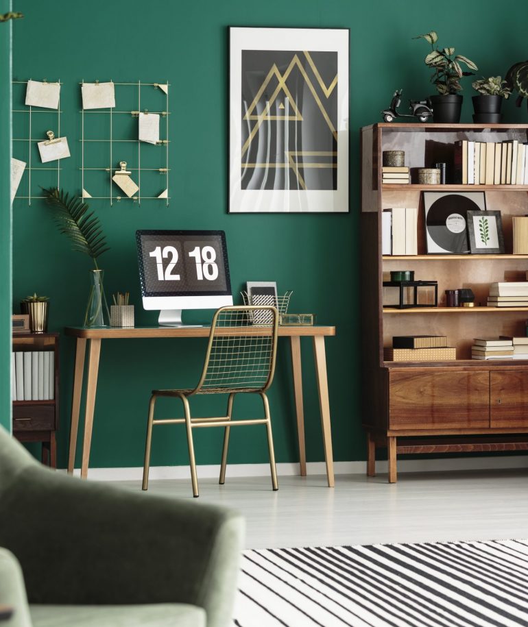 Gold and green cozy apartment