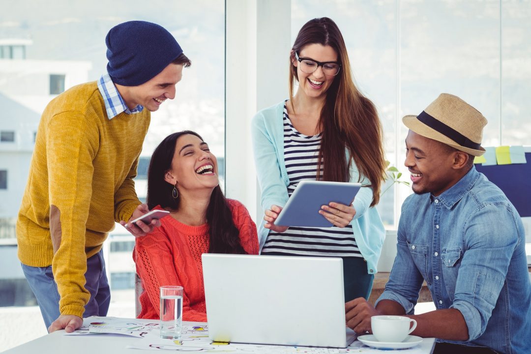 Young creative team having a meeting in casual office
