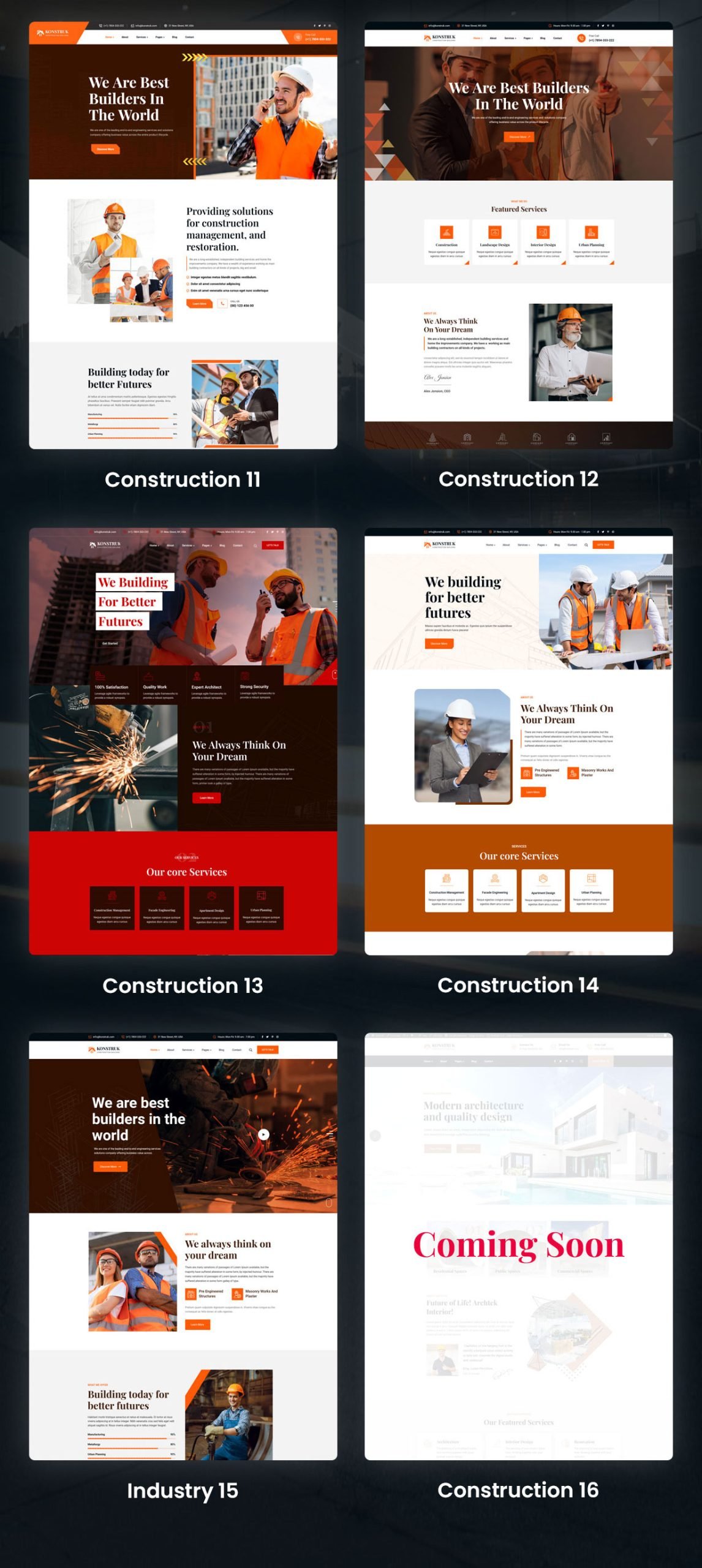 demo of Construction React JS Template