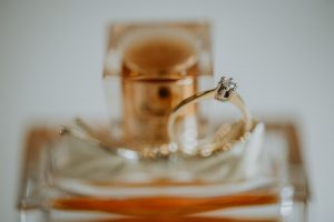 Egagement ring on the perfume