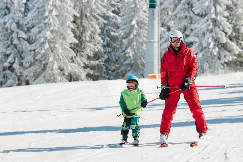 Ski instructor learning skiing